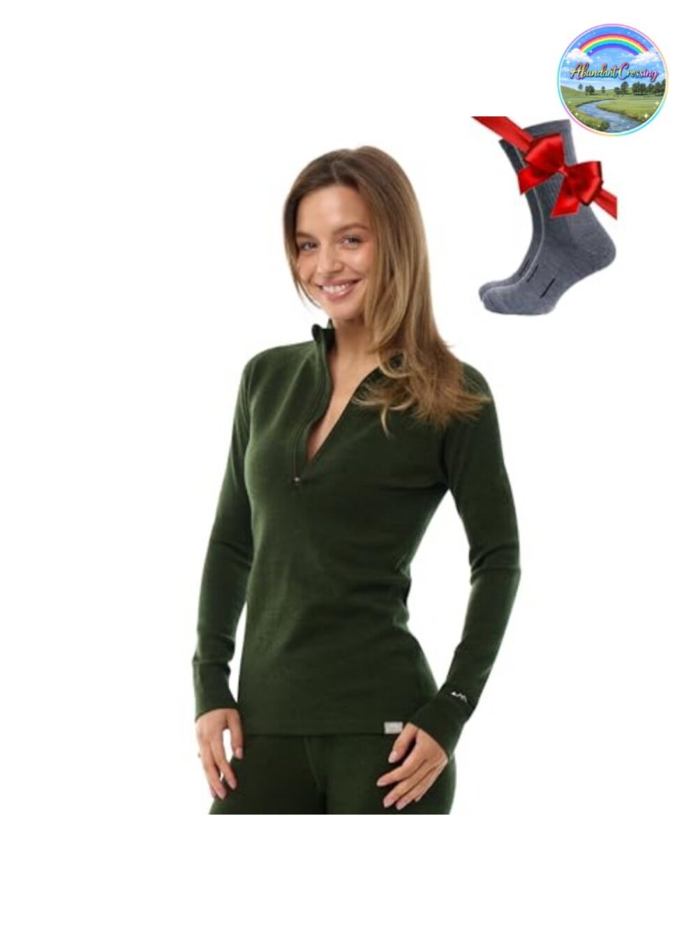 100% Merino Wool Quarter Zip Sweater Womens Thermal Base Layer